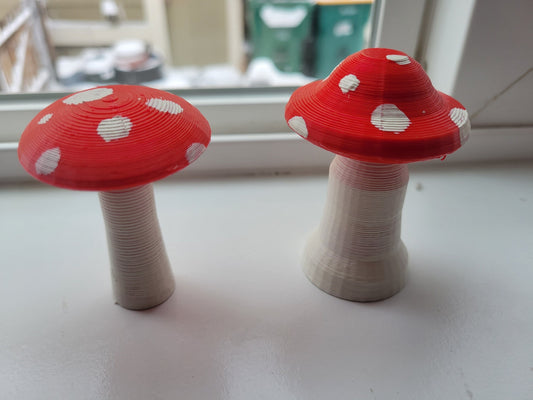 Red and White Printed Mushrooms
